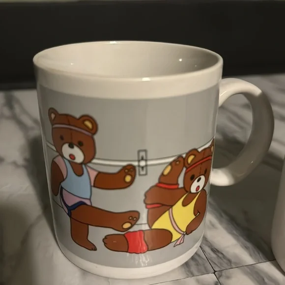 Vintage Teddy Bear Mugs JazzerSize Tea Party Sweating to the Oldies Coffee Set - Picture 3 of 6